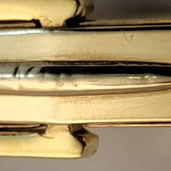 1950's Wood Design 14k Yellow Gold 585 Chrysoprase Cufflinks 14.7g - Picture 8 of 9